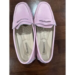 Beauseen Driving Penny Loafers Women 7.5 Pink Slip‎ On Casual Comfort Shoes